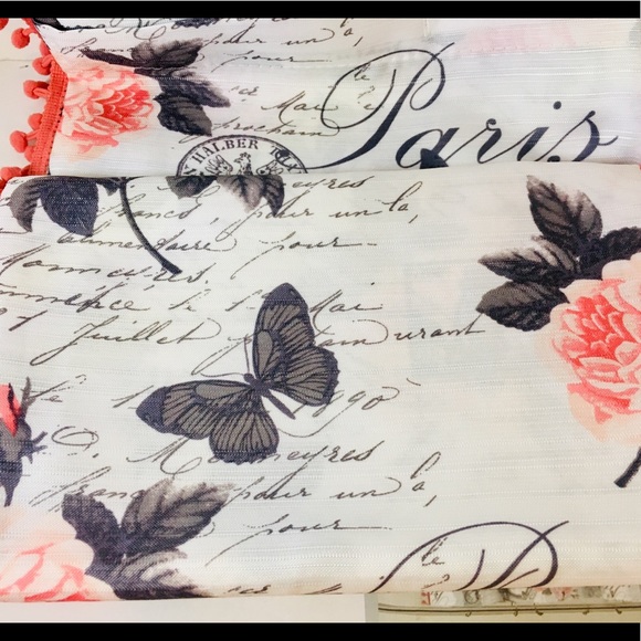 Paris Flower Fabric Shower Curtain Pink Gray - Picture 5 of 8